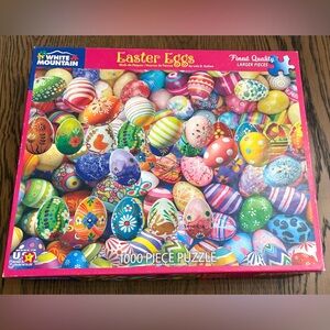 White Mountain 1000 Piece Jigsaw Puzzle, Easter Eggs, Complete 24"x 30" #1699
